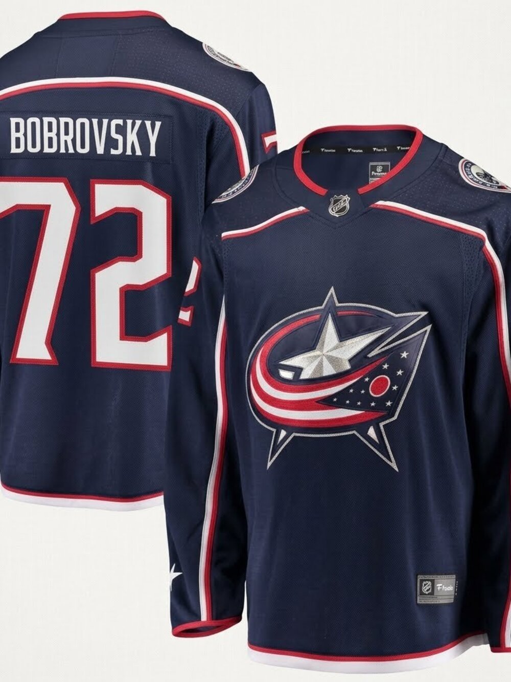 Columbus Blue Jackets Bobrovsky SEWN Fanatics NHL Jersey Youth L/XL 18-20 NEW